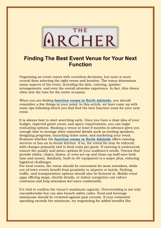 Finding The Best Event Venue for Your Next Function