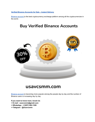Verified Binance Accounts for Sale – Instant Delivery