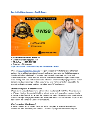 Buy Verified Wise Accounts – Fast & Secure