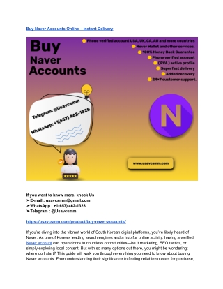 Buy Naver Accounts Online – Instant Delivery