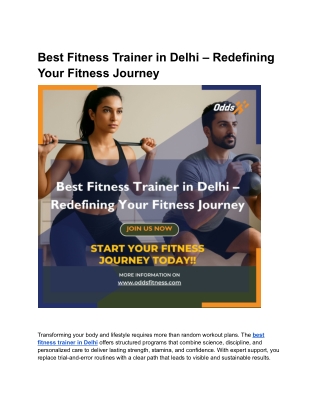 Best Fitness Trainer in Delhi – Redefining Your Fitness Journey