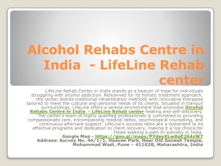 Alcohol Rehabs Centre in India  - LifeLine Rehab center