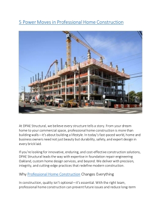 5 Power Moves in Professional Home Construction