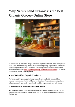 Why Natureland Organics is the Best Organic Grocery Online Store in India