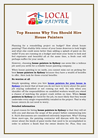 Top Reasons Why You Should Hire House Painters