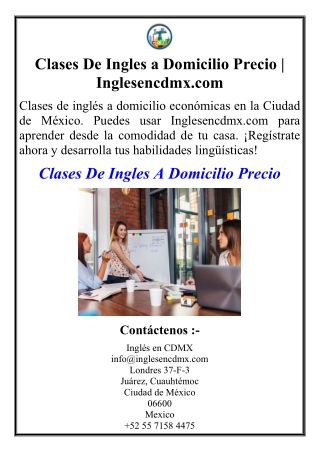 Clases De Ingles a Domicilio Precio | Inglesencdmx.com