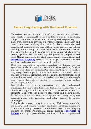 Ensure Long-Lasting with The Use of Concrete