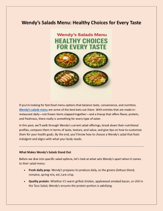 Wendy’s Salads Menu Hacks: How to Customize Your Perfect Bowl