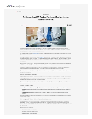 Orthopedics CPT Codes Explained for Maximum Reimbursement