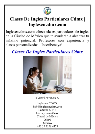 Clases De Ingles Particulares Cdmx | Inglesencdmx.com