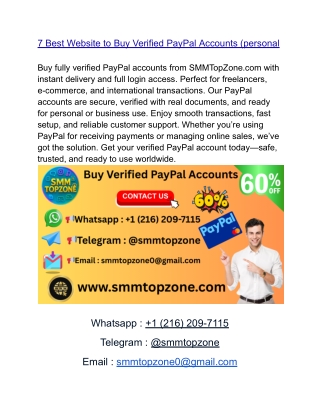 7.0 Best Sites Buy verified PayPal Accounts In SMMTOPZONE