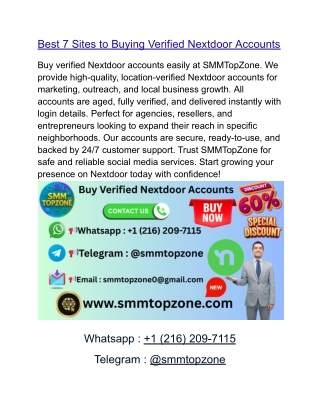 13 Best Sites Buy verified Nextdoor Accounts In SMMTOPZONE