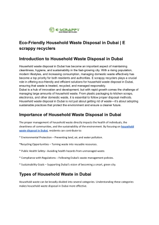 Eco-Friendly Household Waste Disposal in Dubai _ E scrappy recyclers