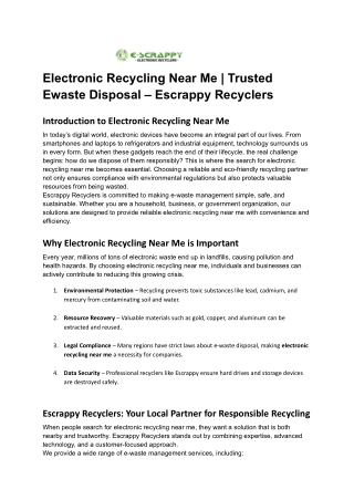 Electronic Recycling Near Me _ Trusted Ewaste Disposal – Escrappy Recyclers