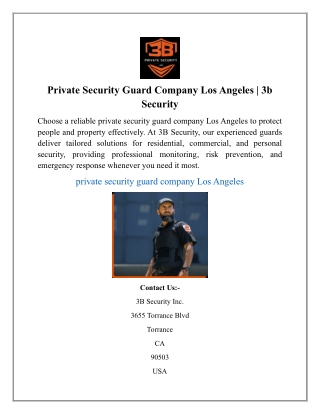 Private Security Guard Company Los Angeles | 3b Security