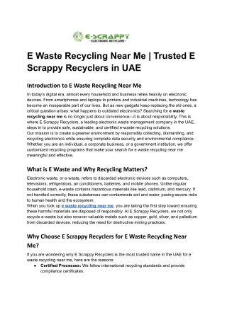 E Waste Recycling Near Me _ Trusted E Scrappy Recyclers in UAE