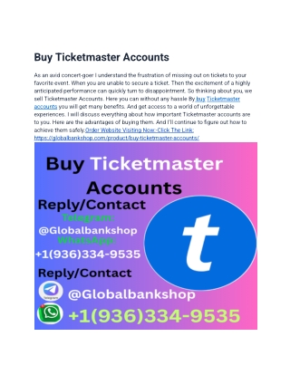 How to best 2 Buy Aged Ticketmaster Accounts
