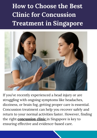 How to Choose the Best Clinic for Concussion Treatment in Singapore