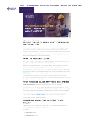 Freight Classes Explained What It Means and Why It Matters
