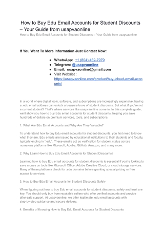 How to Purchase Edu Email Accounts for Student Discounts –