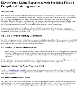 Elevate Your Living Experience with Precision Finish’s Exceptional Painting Serv