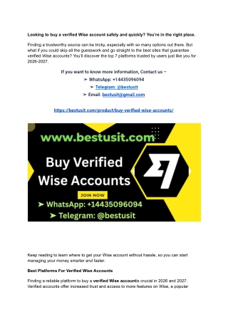 Top 7 Sites To Buy, Verified Wise Account In 2026-2027