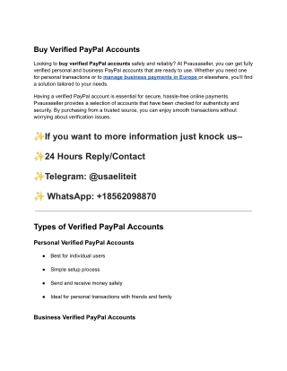 9.9 Top Trusted Platform to Buy Verified PayPal Accounts