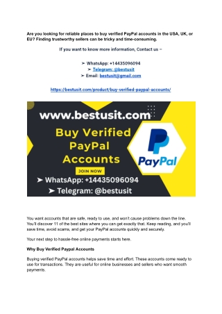 11 Best Sites Buy Verified Paypal Accounts (Usa Uk Eu)_ Top Trusted Options