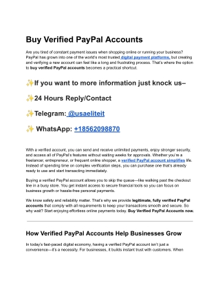 Top Best Buy Verified PayPal Accounts for Safe Online Payments