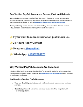 Top Best Site Buy Verified PayPal Accounts – Instant Delivery