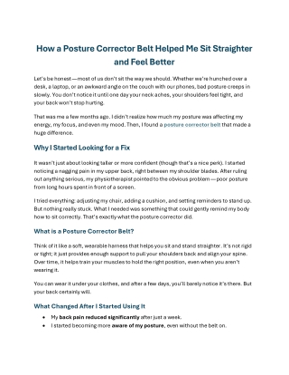 How a Posture Corrector Belt Helped Me Sit Straighter