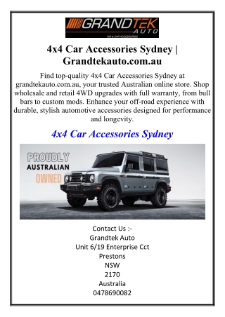 4x4 Car Accessories Sydney | Grandtekauto.com.au