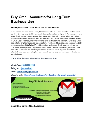 Buy Gmail Accounts for Long-Term Business Use