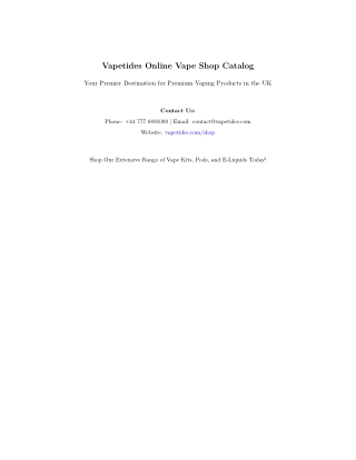 Vapetides Online Vape Shop Catalog  Your Premier Destination for Premium Vaping