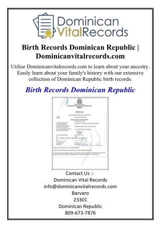 Birth Records Dominican Republic | Dominicanvitalrecords.com