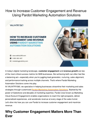 How to Increase Customer Engagement and Revenue Using Pardot Marketing Automation Solutions