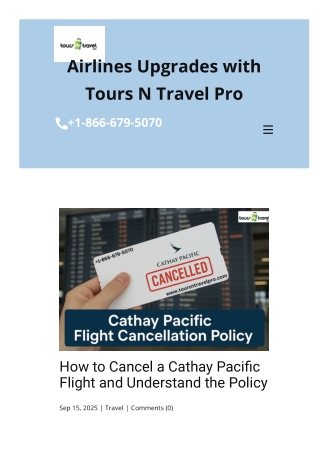 How to Cancel a Cathay Pacific Flight and Understand the Policy