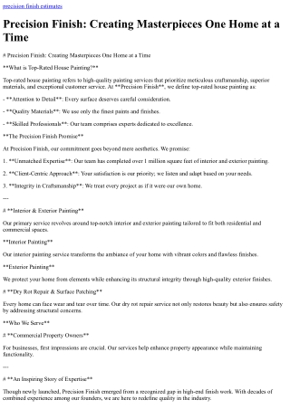 Precision Finish Creating Masterpieces One Home at a Time