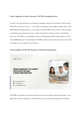 From Complexity to Clarity Advayan’s SAP MM Consulting Services (2)