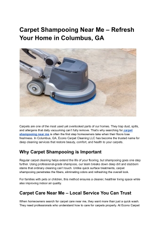 Carpet Shampooing Near Me – Refresh Your Home in Columbus, GA