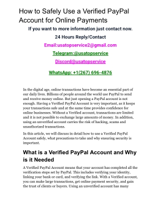 How to Safely Use a Verified PayPal Account for Online Payments