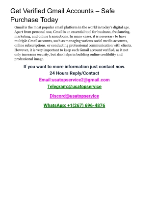 Get Verified Gmail Accounts – Safe Purchase Today
