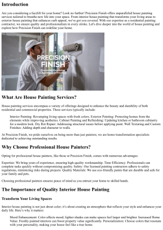 Refresh Your Home with Precision Finish Repainting Services