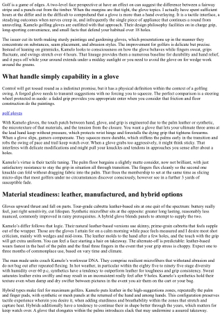 How Kamelo Golf Gloves Enhance Control and Comfort