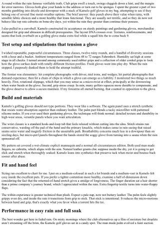 Rain Grip Mastery: Kamelo Golf Gloves Tested Wet