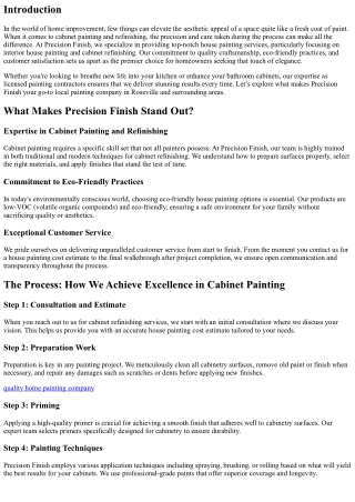 Cabinet Painting and Refinishing: The Touch of Elegance by Precision Finish.