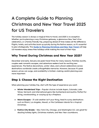 A Complete Guide to Planning Christmas and New Year Travel 2025 for US Travelers