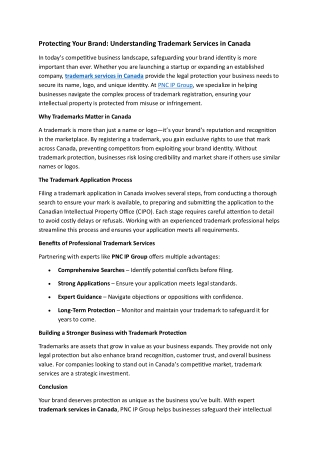 Protecting Your Brand: Understanding Trademark Services in Canada