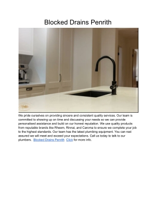 Blocked Drains Penrith