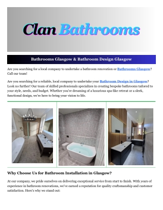 Bathroom Design Glasgow